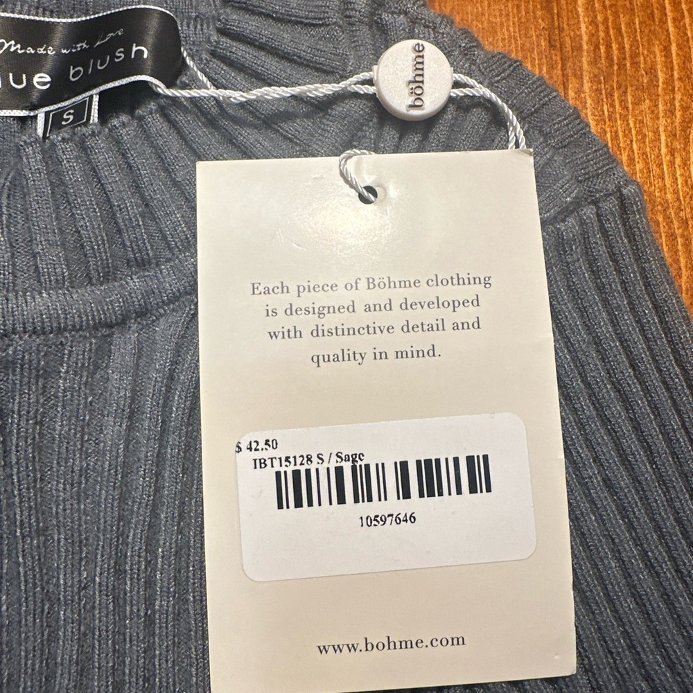 NWT Blue Blush Open Bodice Pullover Viscose Sweater Bohme Blue Gray Sz S Bolero - Picture 5 of 14